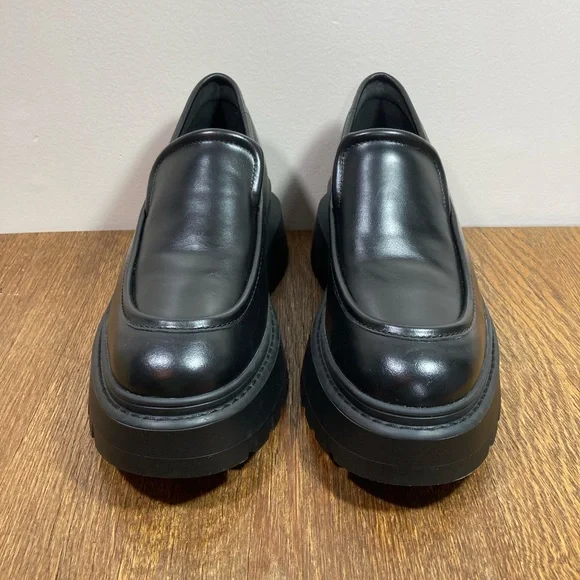 New Michael Kors Shiloh Chunky Black Leather Loafers Women’s Various Sizes - Picture 3 of 9